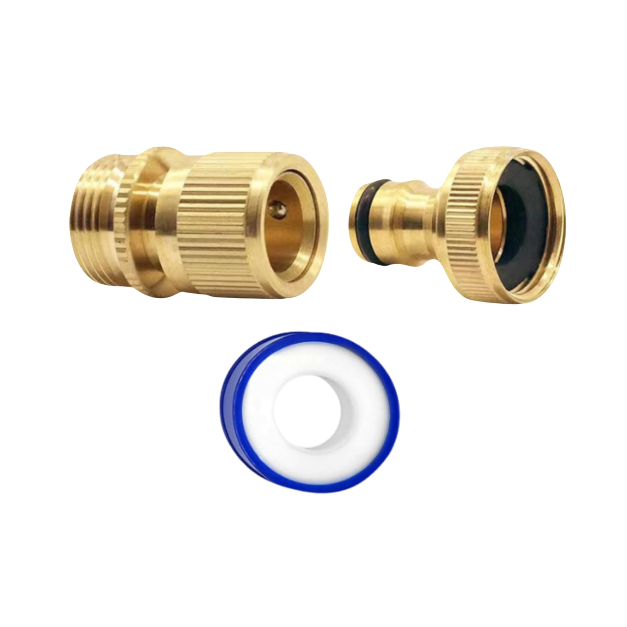 Mypurecore You At The Core Women's Brass Mypurecore 2-Pack Garden Hose No-Leak Connector Set | 3/4 Inch & Male Quick Connectors With Ptfe Tape | Durable Water Hose Fittings For Outdoor Tap, Garden Hose & Accessories