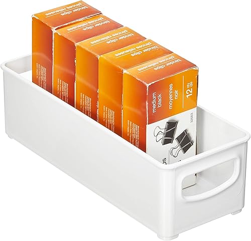 Miniatura 7 de mDesign Contenedores pequeños de plástico para oficina con asas para organización en archivador estante de armario o cajones de escritorio