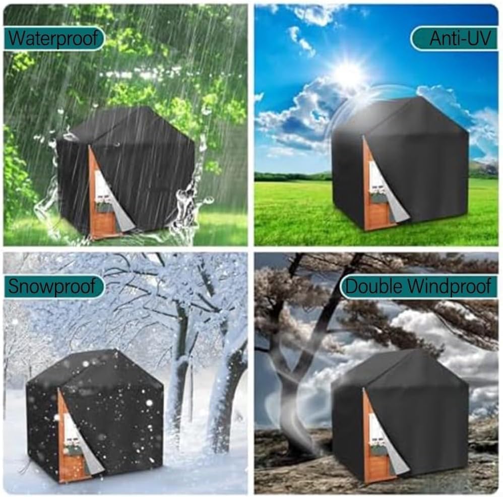 Outdoor Kids Playhouse Cover - 420D Oxford Cloth Protective Cover for Play Tents Waterproof & UV Resistant - 145x145x160cm (Black) - Image 3