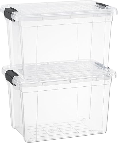 Miniatura 82 de Superio Cajas de almacenamiento transparentes con tapas, contenedores de plástico de 8.75 cuartos de galón para organizar, cajas apilables, sin BPA,