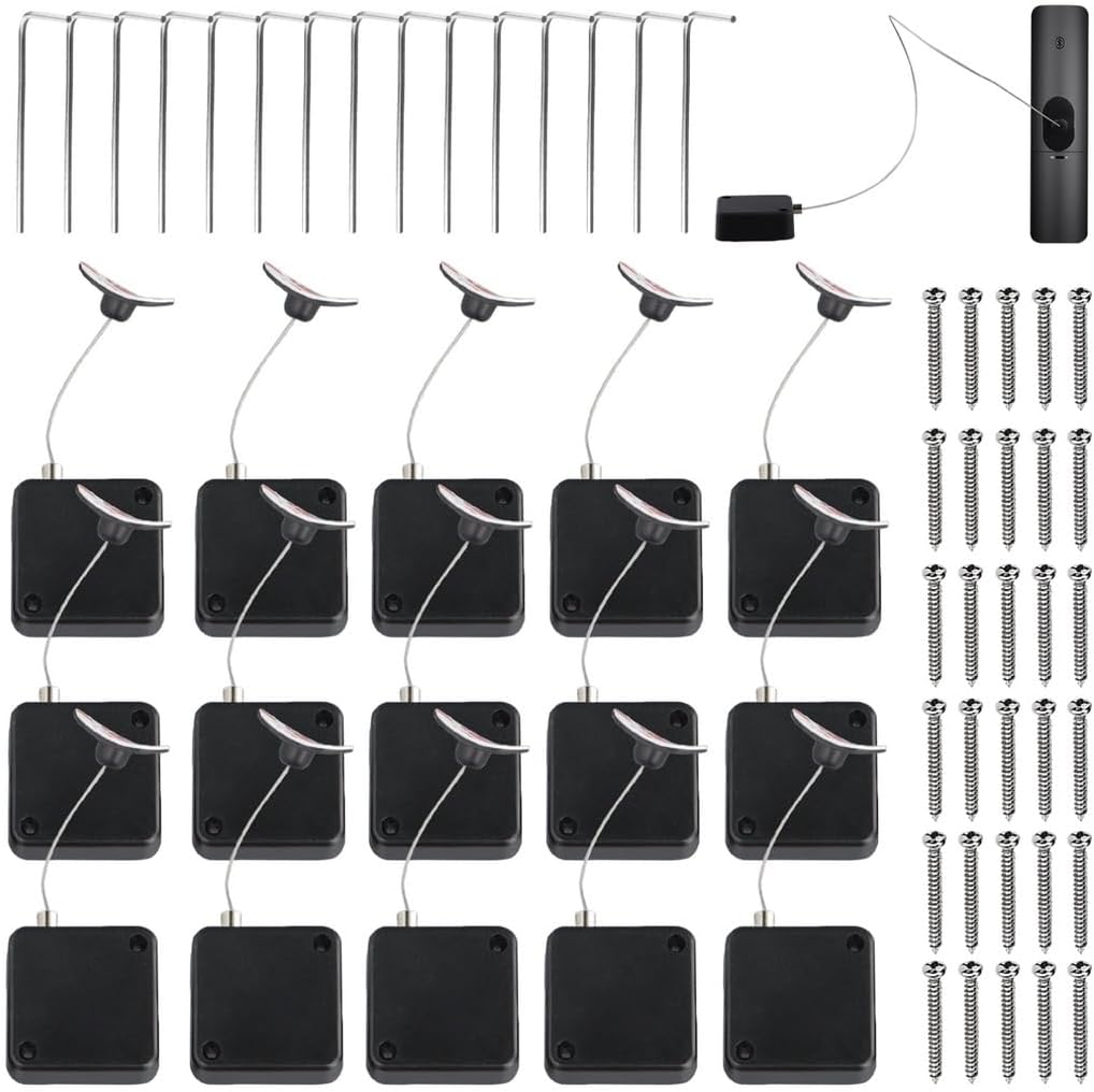 15 Pcs Retractable Anti-Lost Cable Locks for Remote Controls, 39-Inch Adjustable Security Cable Locks for Curved Devices