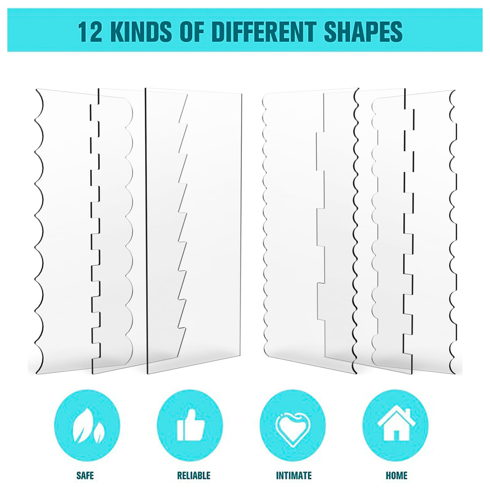 6 Pcs Cake Scraper Set, Clear Acrylic Cake Edge Smoother Tool with 11 Patterns Cake Decorating Contour Scraper Cake Stripes Edge Contour Comb Effortless to Clean for Different Shapes of Cake Edges