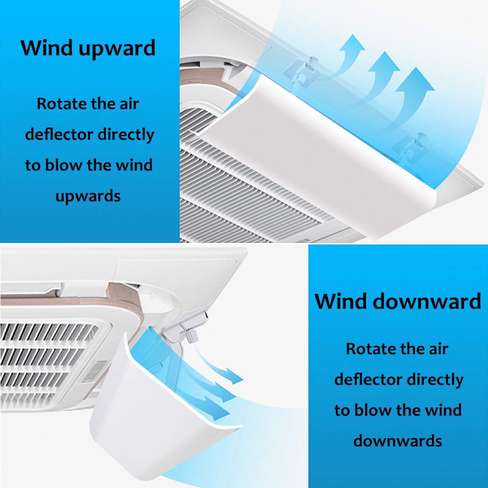 Deflettore del Climatizzatore per Aria Condizionata Centralizzata a Soffitto Impedisce Soffio Diretto di Aria Fredda Angolo Regolabile Adatto a Tutte le Stagioni Acciaio Plastico(Pezzo Singolo)(60cm)