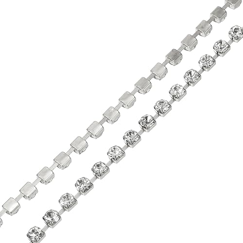 Miniatura 8 de MECCANIXITY Cadena de 2 yardas con diamantes de imitación de cristal de 0.315 in para coser, manualidades, joyería de bricolaje, decoración de boda,