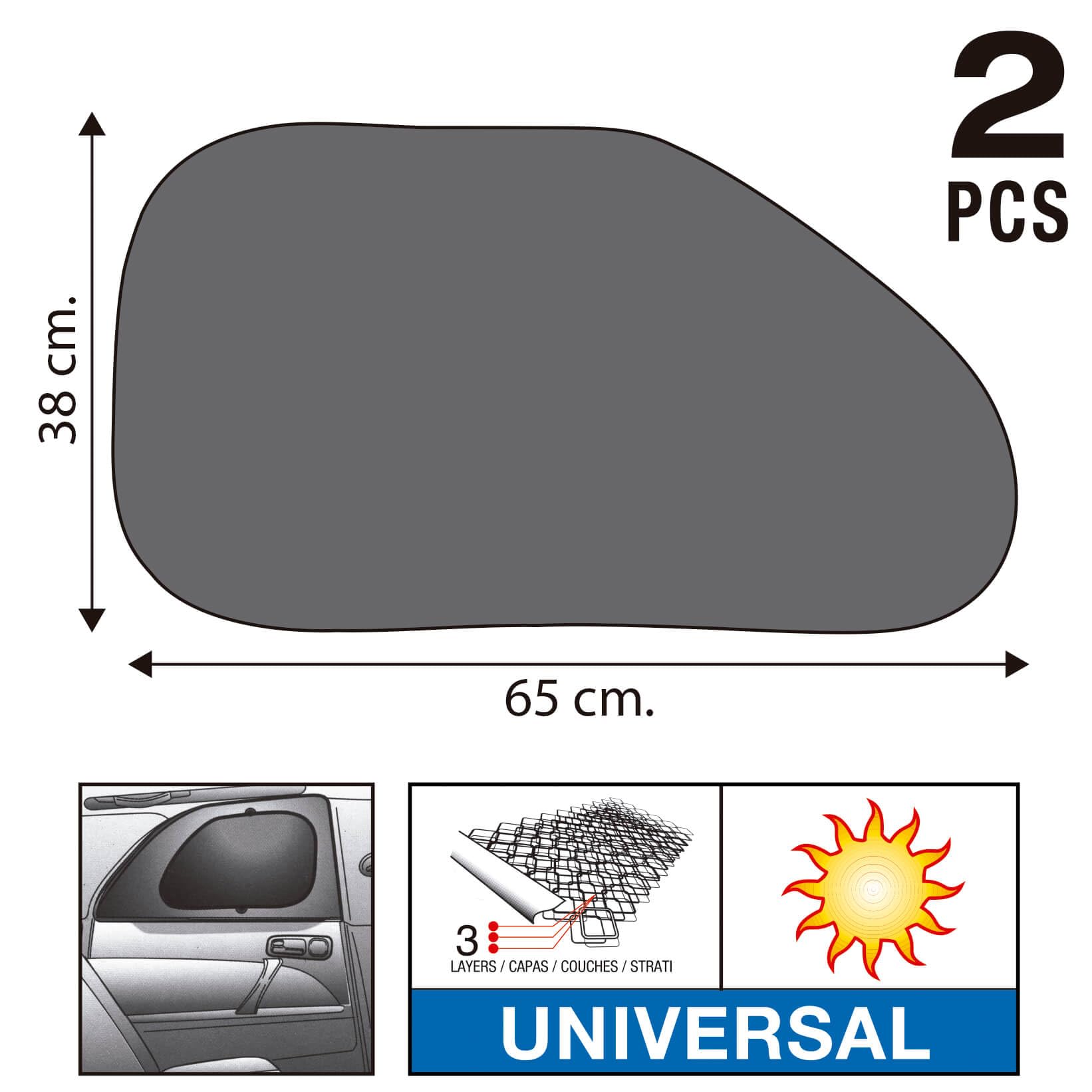 Sumex 4410008 Boczna osłona przeciwsłoneczna, czarna, 38 x 65 cm