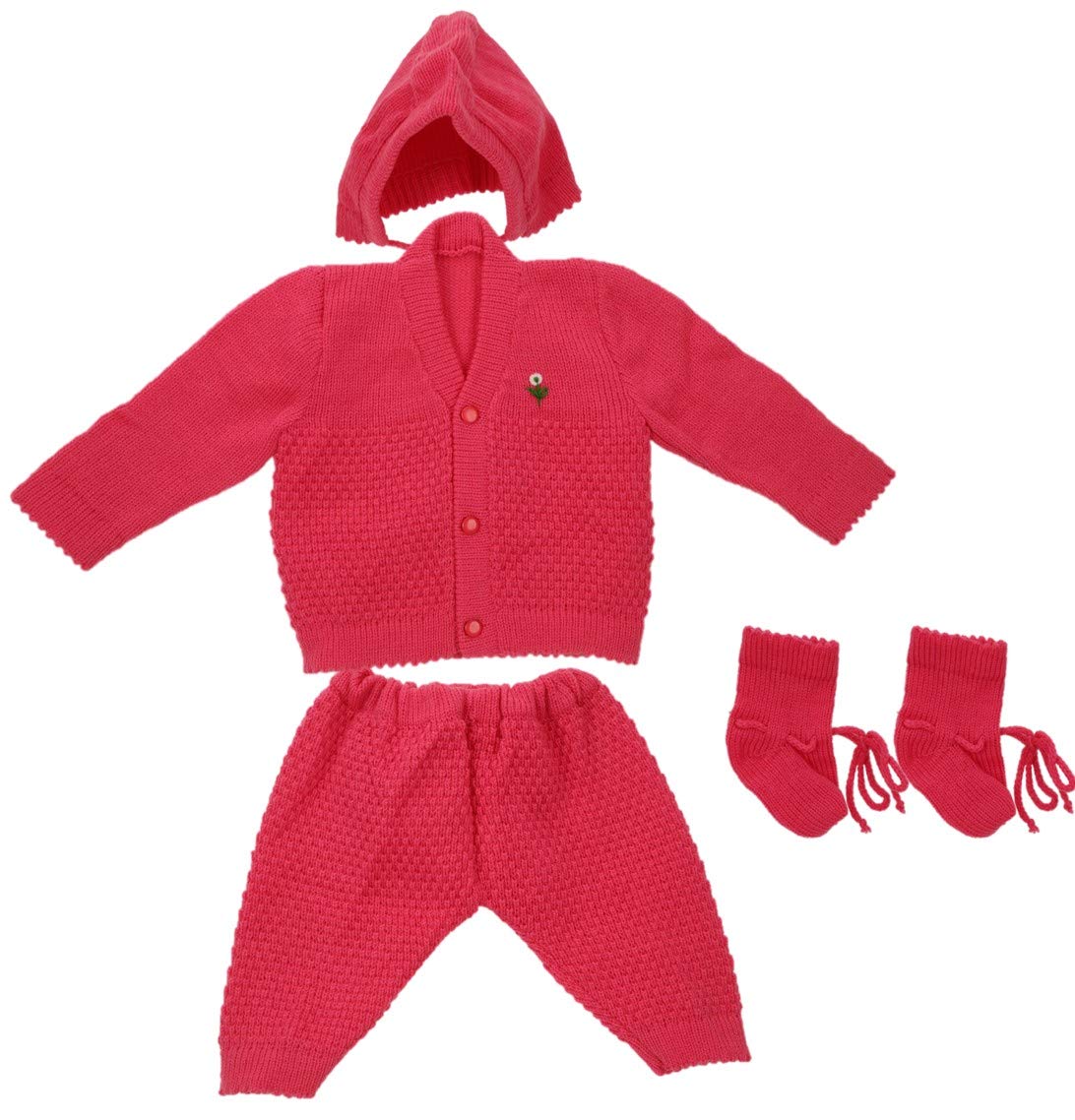 Montu Bunty WearMontu Bunty Wear Baby Woollen Sweater Full Suit Open (4 Pcs Set) Rani