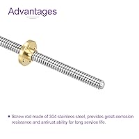 Vista 5 de DMiotech 5.906 in completamente rosca varilla T8x2mm tornillo de plomo con tuerca de latón kit para impresora 3D, máquina CNC