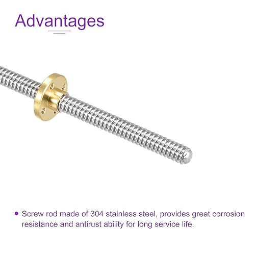 Miniatura 5 de DMiotech 15.748 in completamente rosca varilla T8x2mm tornillo de plomo con tuerca de latón kit para impresora 3D, máquina CNC