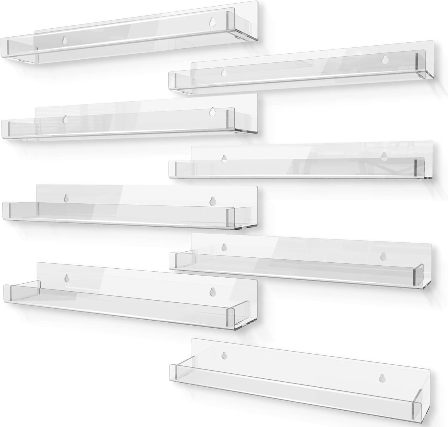 RORKIM 8 Pack 15 Inch Clear Acrylic Shelves, Clear Kids