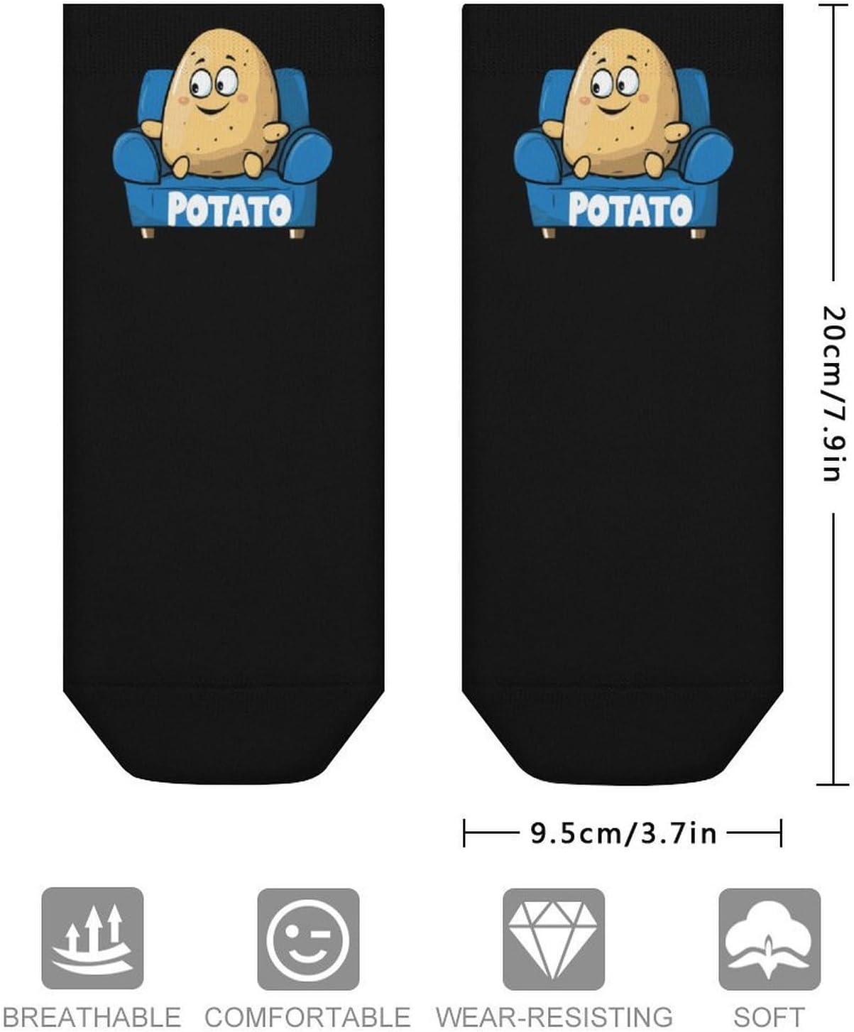 Cute Potatoes Ankle Socks for Men Women Low Cut Crew Sock Casual Sports Clothing