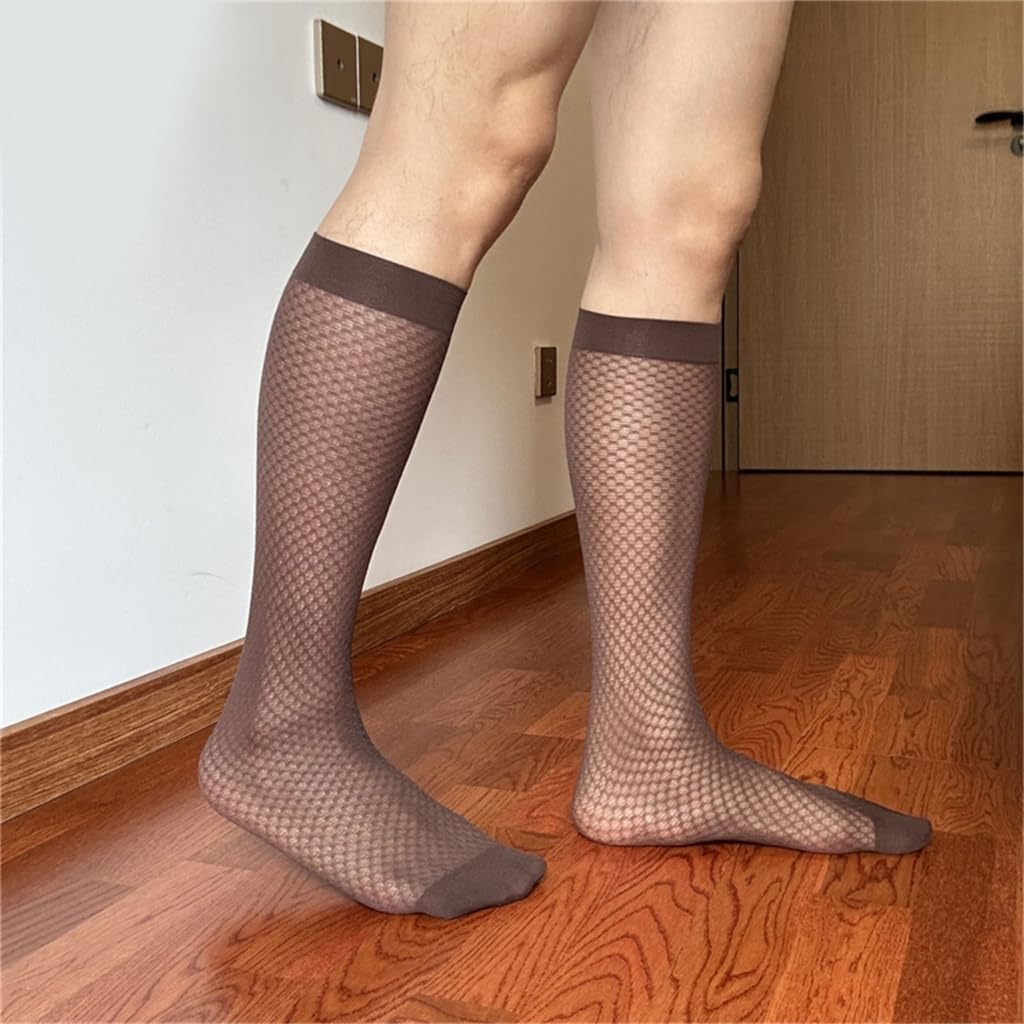 Mens Sheer Business Dress Sock Long Over the Calf Dress or Work Socks Nylon Formal Sock Knee Highs Work Stockings