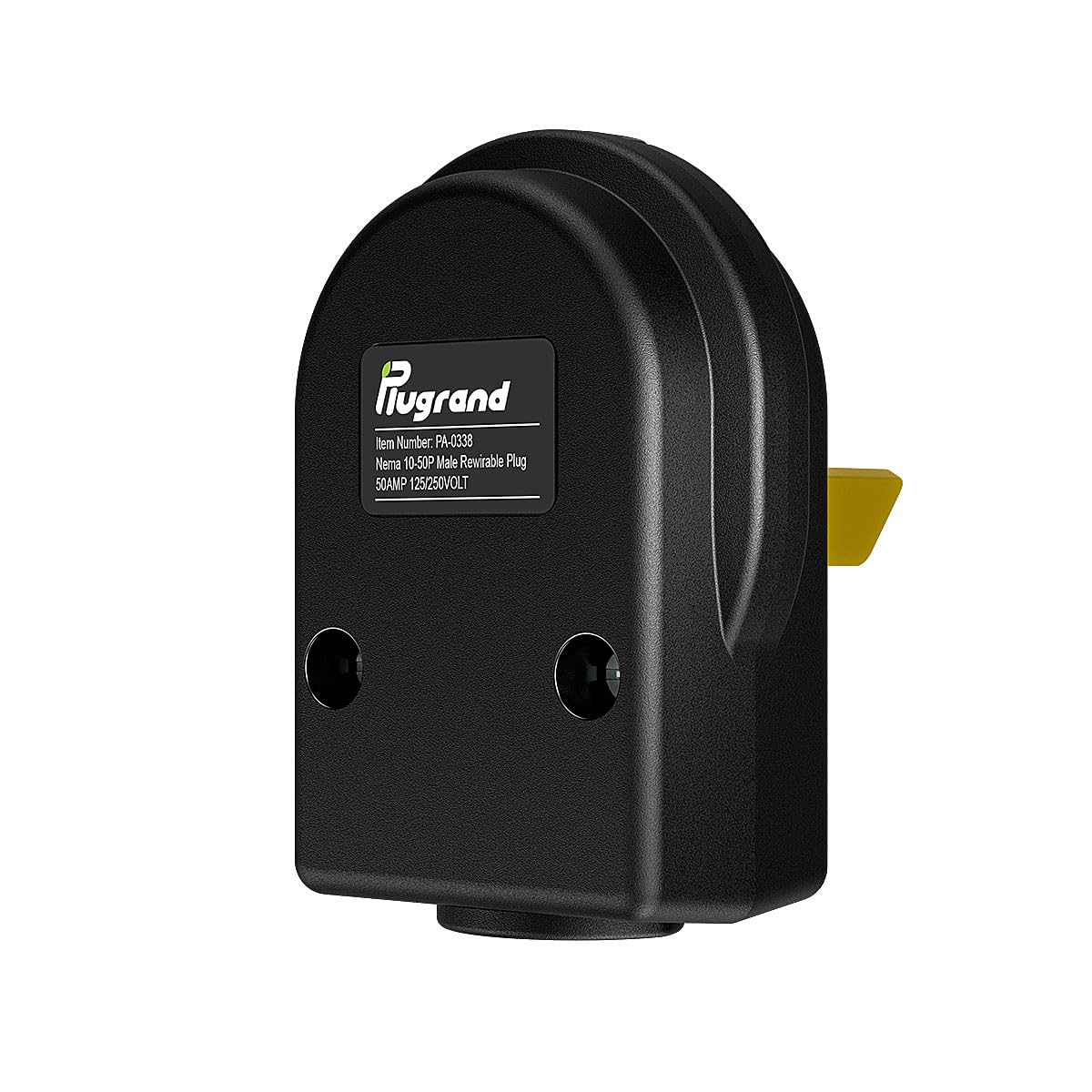 2Pack Nema 10-50P 50 Amp 125/250 Volt Angle Plug, 3 Pole 3 Wire Grounding Straight Blade Plug for Dyers and Ranges, Works with Cable OD Max. 1.0 Inch