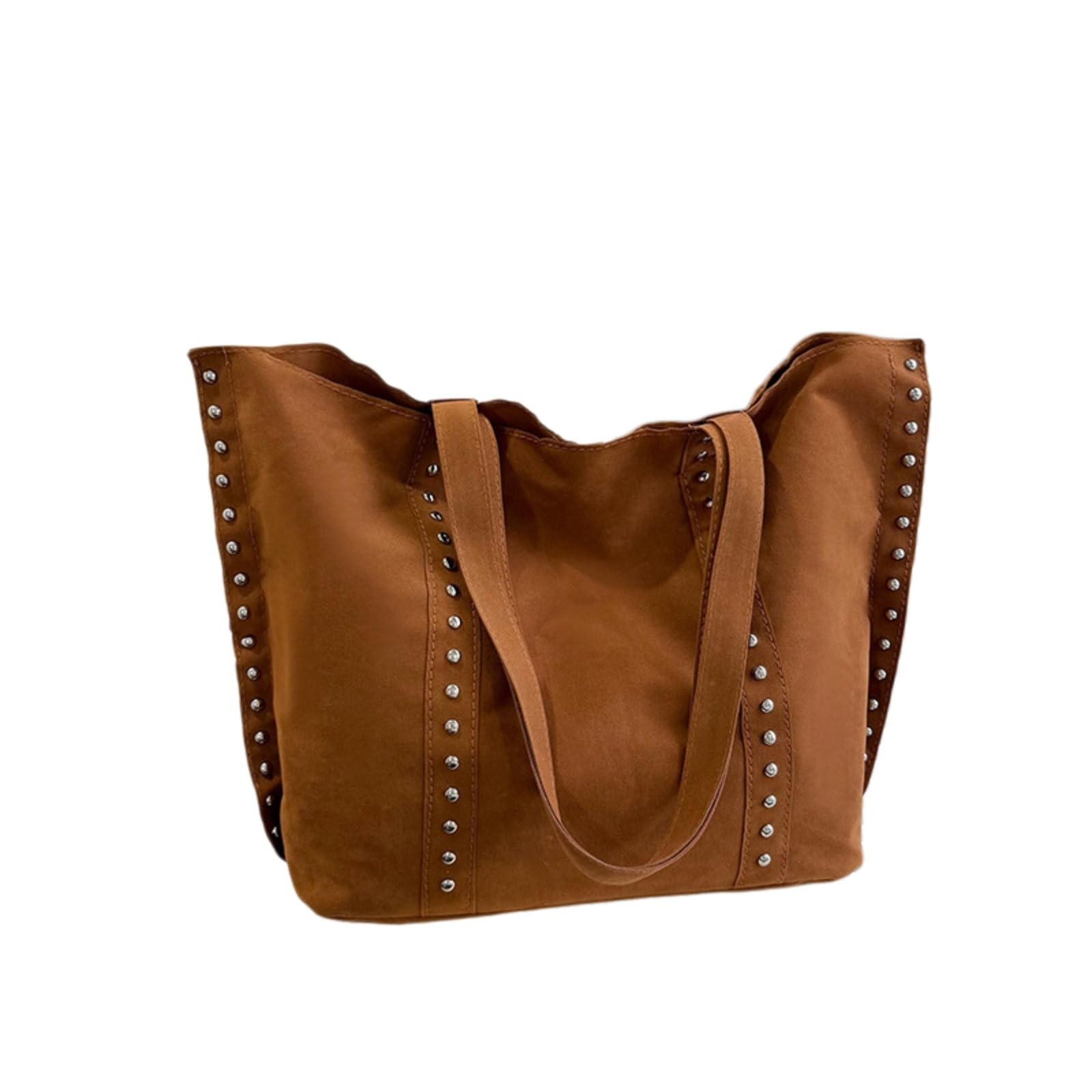 Beauty Case Borsa A Spalla in Pelle di Pu Gelata, Grande capacità Rivet Tote per Il Lavoro
