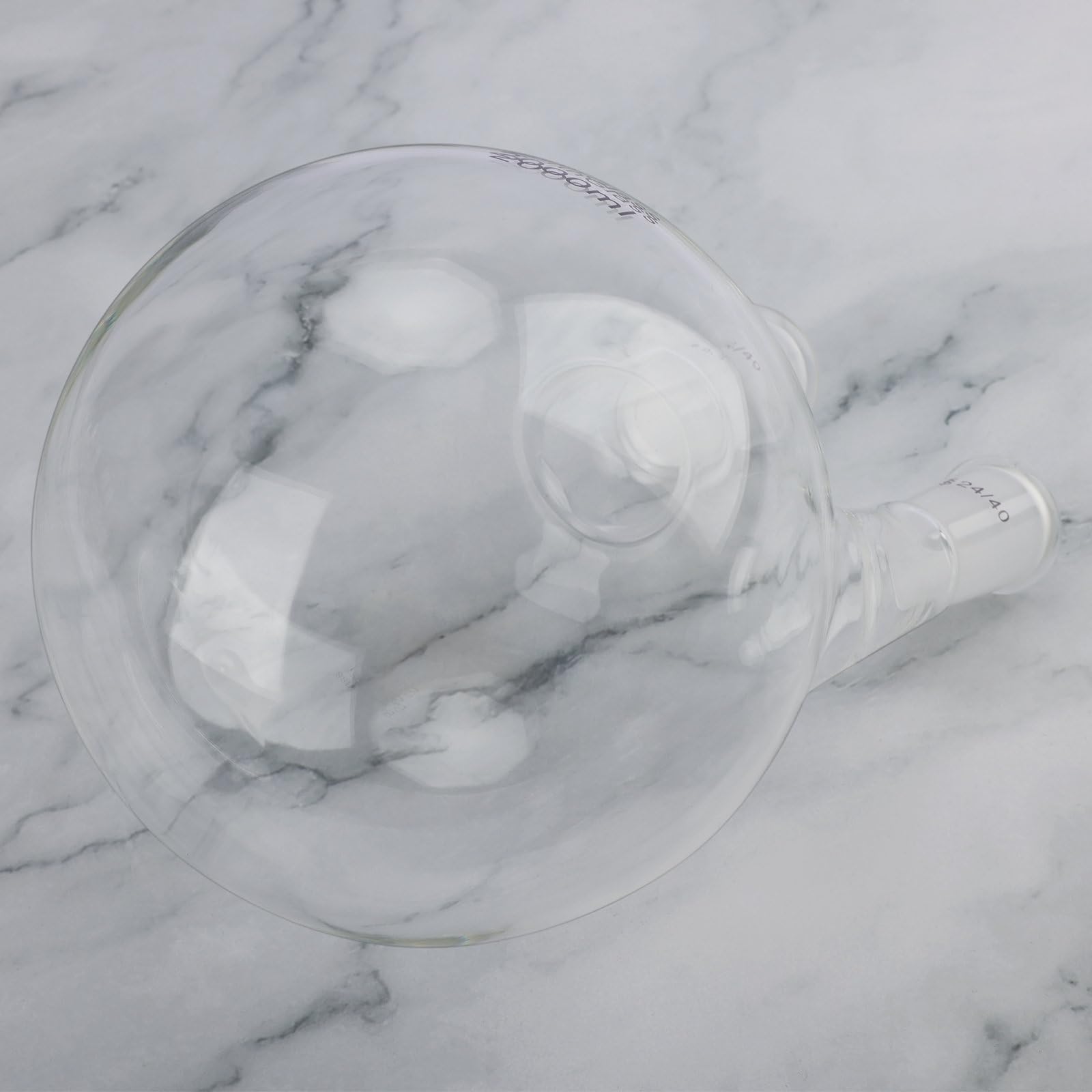 BorinGlass Zweihals-Rundkolben, Glas-Siedekolben mit zwei Hälsen und 24/40 Standard-Schliff-Außenverbindungen, 2000 ml