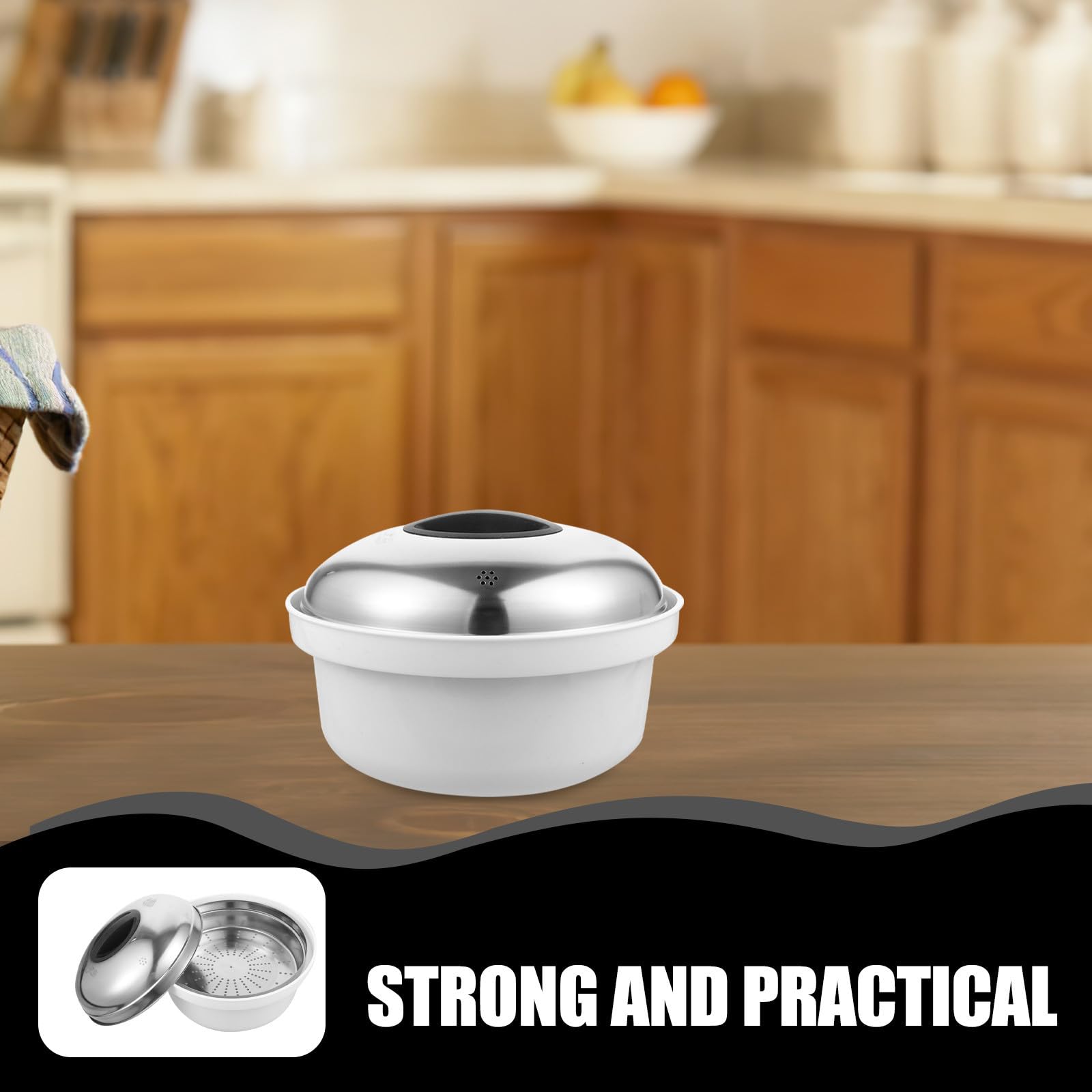 Didiseaon Vaporera y Versátil de Acero Inoxidable y Plástico para Microondas Fácil de Limpiar para Cocinar al Vapor Arroz, Verduras Casa