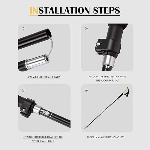 Miniatura 3 de Olexwochaz Tech - Bastones de senderismo de aluminio ligeros de grado aeronáutico con agarre extendido y kit de puntas de senderismo para personas
