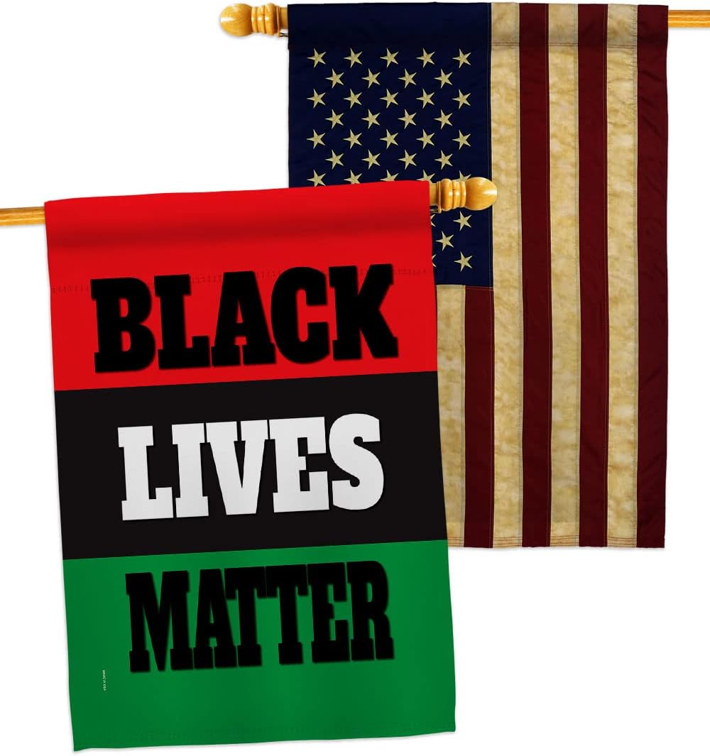 Black Lives Awareness Wall Decor American Flag Banner Pack Patio Lawn Garden Patriotic Outdoor Decorations Indoor Tapestry Yard Sign Black History Month BLM African Americans Heritage Made in USA