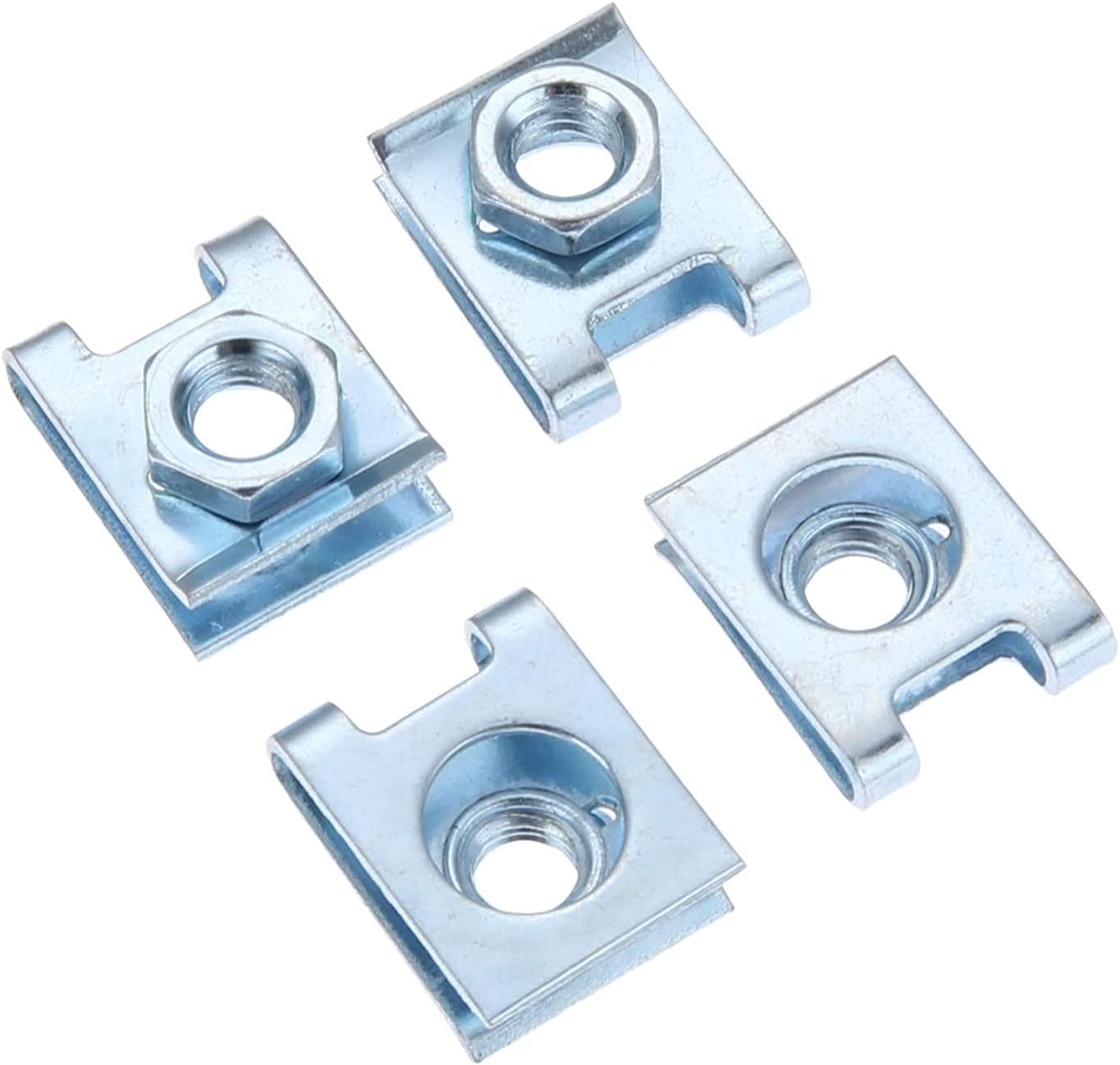 Automotive Car License Plate Fasteners Buckle Suitable 6mm Screw Rivet Fixed Retaining Clips Metal Set of 4 PCS T2 Nut U-Type Gasket Universal Fitment