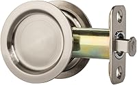 Vista 4 de Dynasty Hardware Pestillo de puerta de bolsillo, mango deslizante redondo para baño o dormitorio, tirador de paso de bloqueo, herrajes de puerta