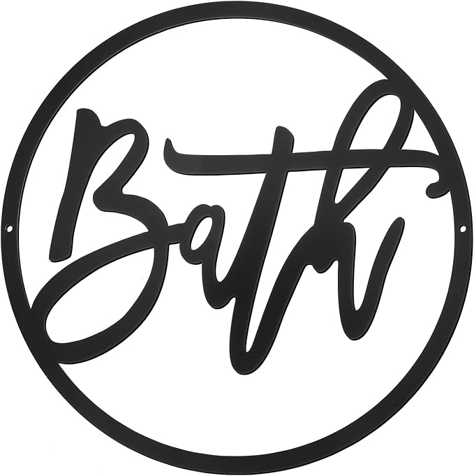 Hotop Metal Bath Sign Farmhouse Bathroom Signs Decor Black