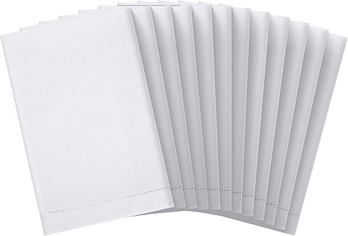 Miniatura 1 de Mixweer 12 toallas de lino blanco con dobladillo de 14 x 22 pulgadas para bordar, toallas de cocina de lino para baño, toallas de lino para cocina y