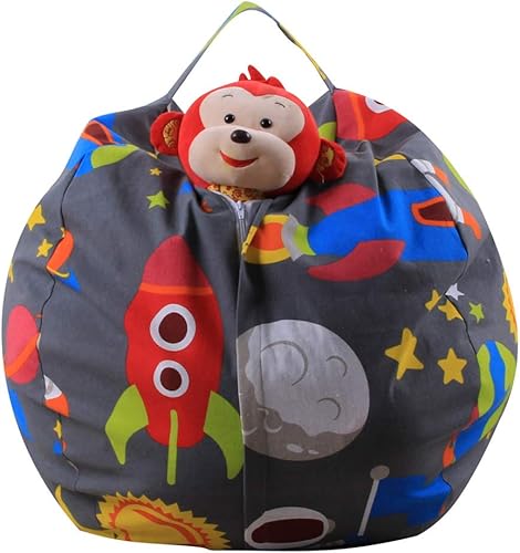 Miniatura 3 de LMYOVE Funda para silla puf de almacenamiento de animales de peluche para niños, organizando juguetes de peluche para niñas y niños (26 pulgadas,