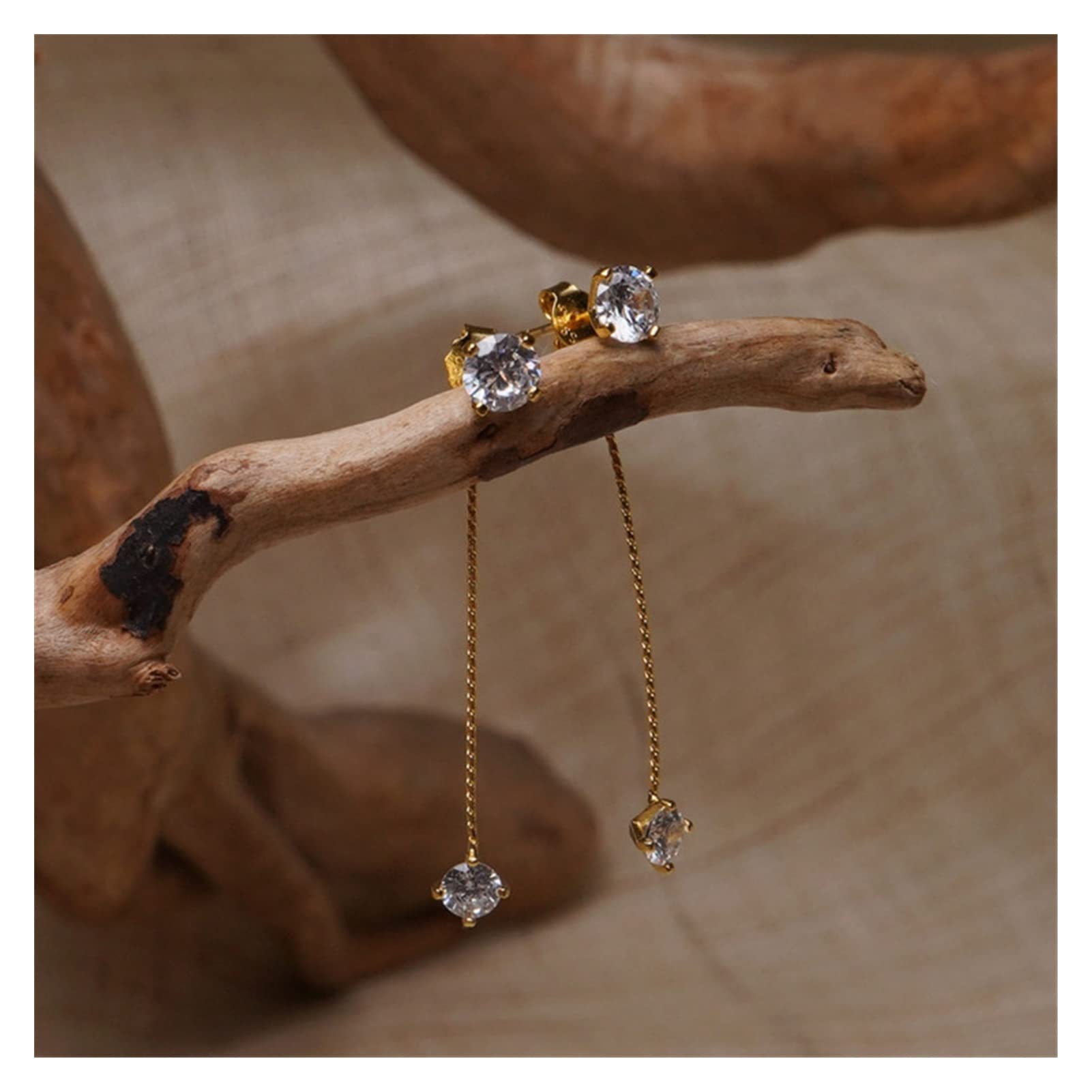 Zircon Long Front and Back Delicate Jewelry High-end Earrings