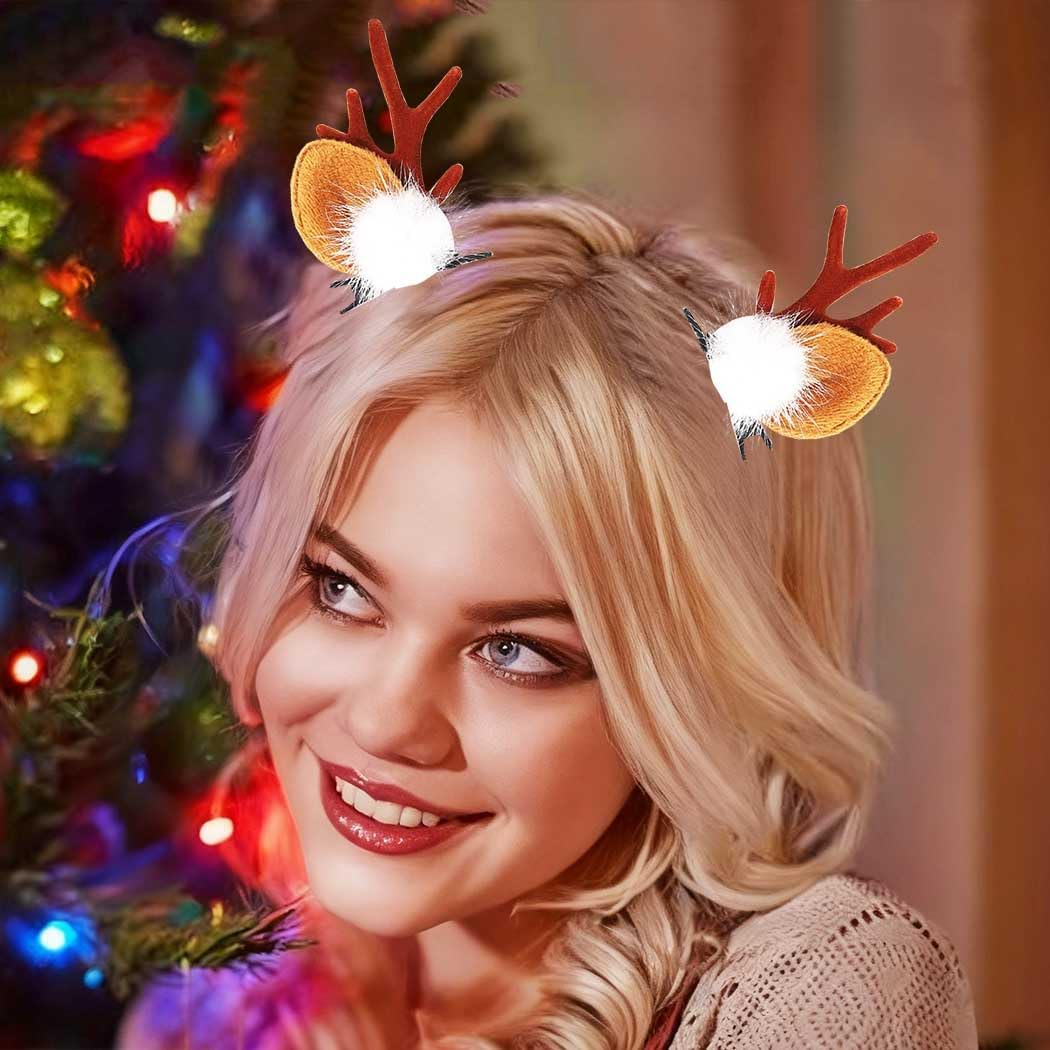 BARTOSI Christmas Hair Clips Reindeer Antlers Hair Clip Xmas Deer Antler Hairpins Holiday Hair Accessories for Women(Pack of 2) image 2