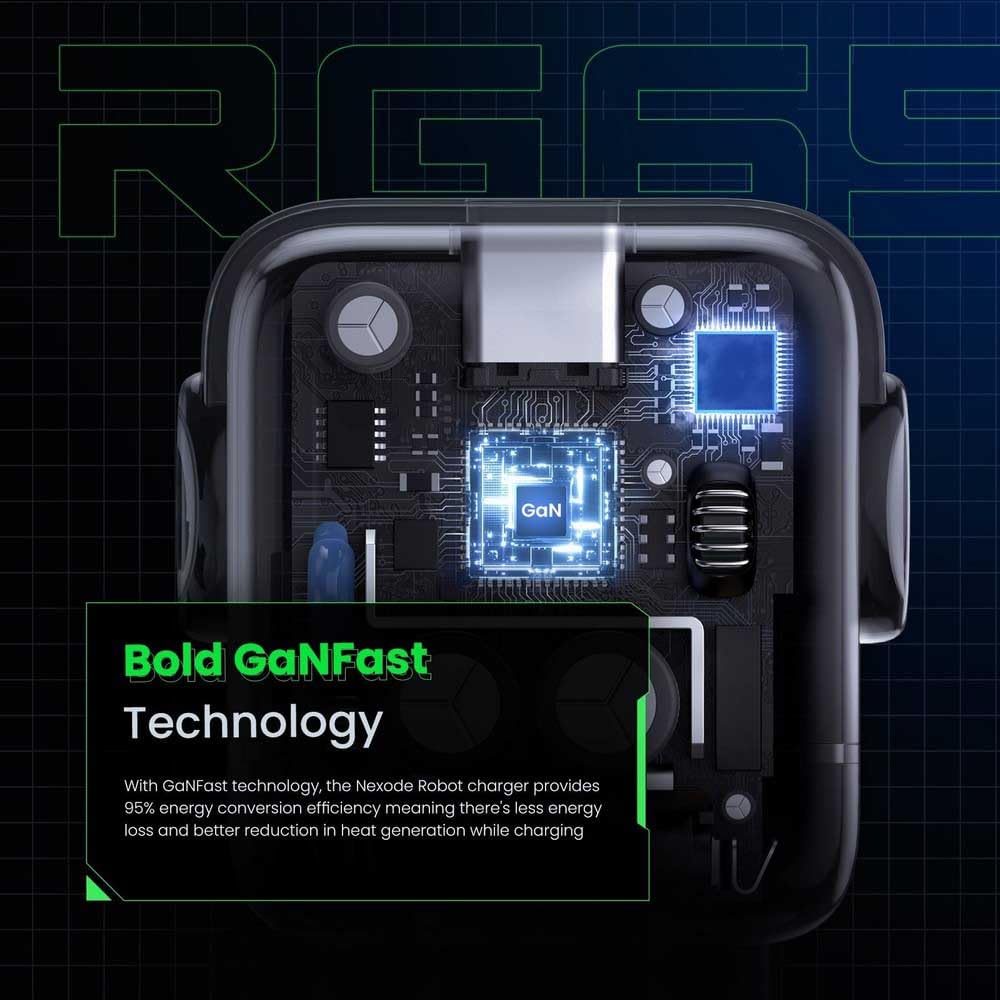 UGREEN Nexode RG 65W Caricabatterie rapido per robot GaN 2xUSB-C, 1xUSB-A, Grigio