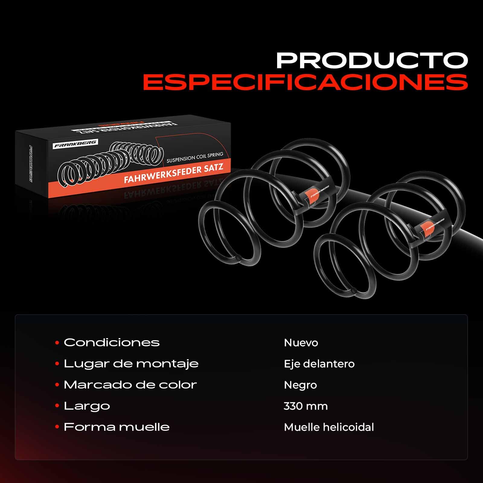 Frankberg 2 muelles de suspensión para el eje delantero (izquierdo y | Compatible con: Serie 3 E46, Serie 3 Coupé E46, Serie 3 Convertible E46, Serie 3 Touring E46