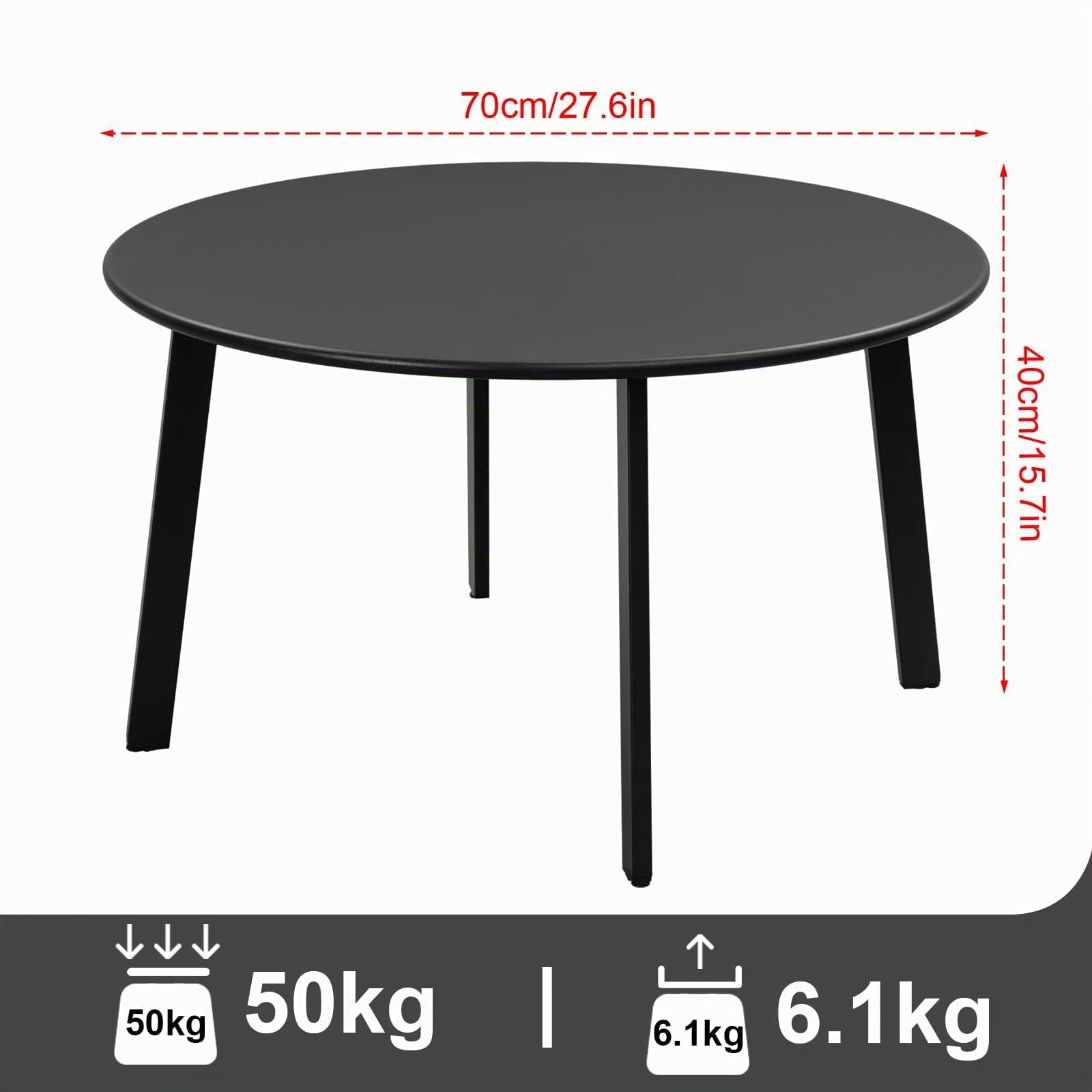 eSituro Tavolo da Giardino, Tavolo da Esterno, Tavolino Salotto Rotondo, Tavolino da Balcone, Stile Industriale, per Interni ed Esterni, in Metallo Nero, φ70xH40cm