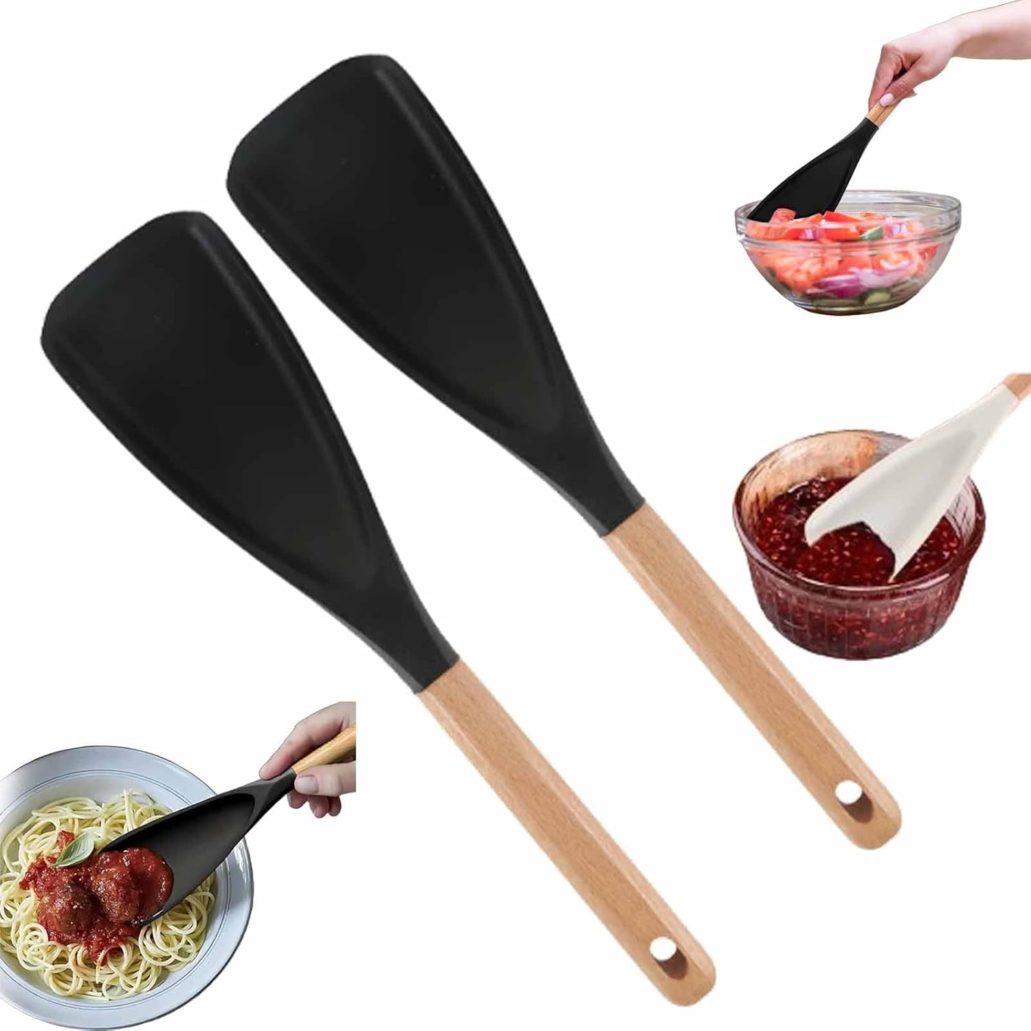 Consensuts Multi Function Spoon, 2-in-1 Multi-function Spatula Spoon, Cooking Spoon for Nonstick Cookwares, Silicone Cooking Utensils for Kitchen, Multifunction Spoon for Mixing,Scoop,Scrape (2*Black) Consensuts Multi Function Spoon, 2-in-1 Multi-function Spatula Spoon, Cooking Spoon for Nonstick Cookwares, Silicone Cooking Utensils for Kitchen, Multifunction Spoon for Mixing,Scoop,Scrape (2*Black)