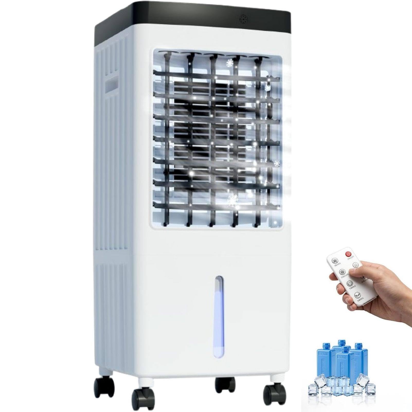 MhWrughts Windowless Portable Air Conditioner 15L Air Cooler Fan with 3 Wind Speeds, No Installation Required, Evaporative Cooler for Home Office Bedroom RemoteControl