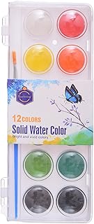 Solid Water Color With Brush 12 Pieces Multicolor