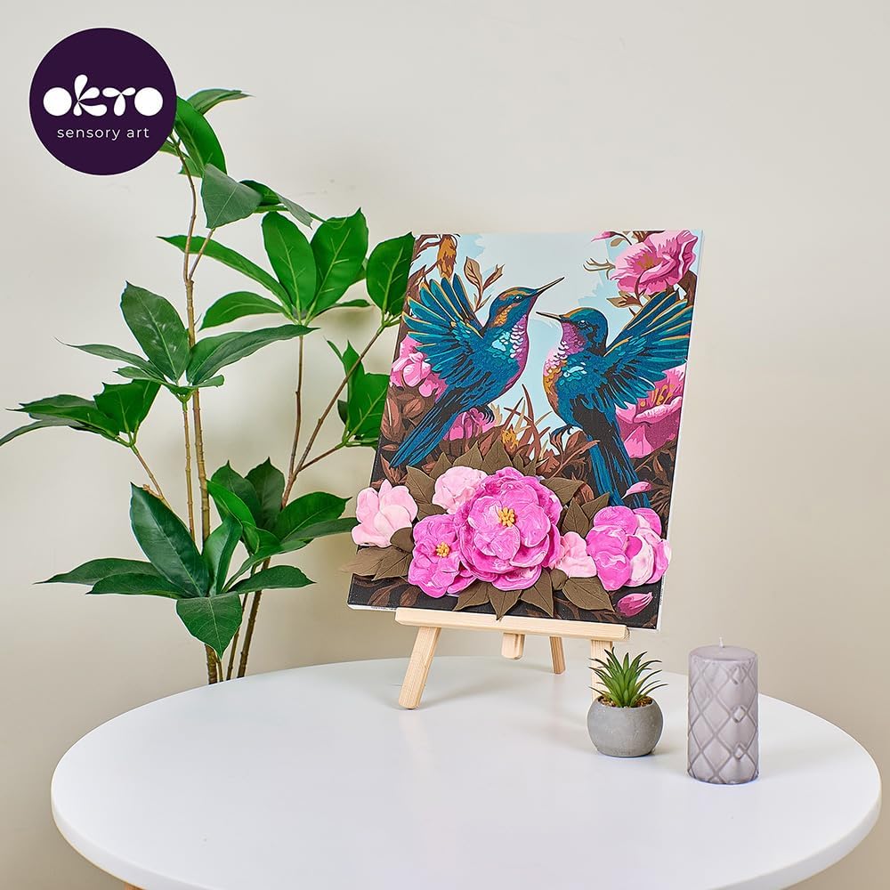 OKTO Art Kit Hummingbirds in Love | Arts & Crafts DIY Painting with Modeling Claу | Claу Kit for Painting | Painting Kits for Adults for Home Decoration Claу for Adults