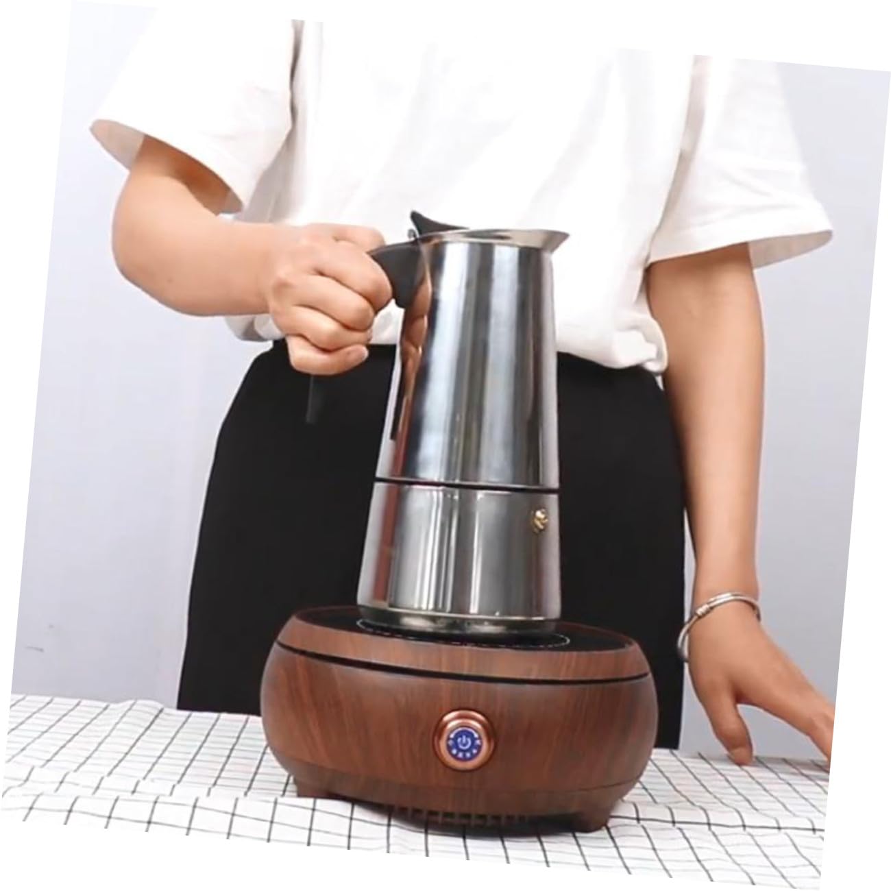Cafetière Moka Domestique en Acier Inoxydable 450ml 9 Tasses