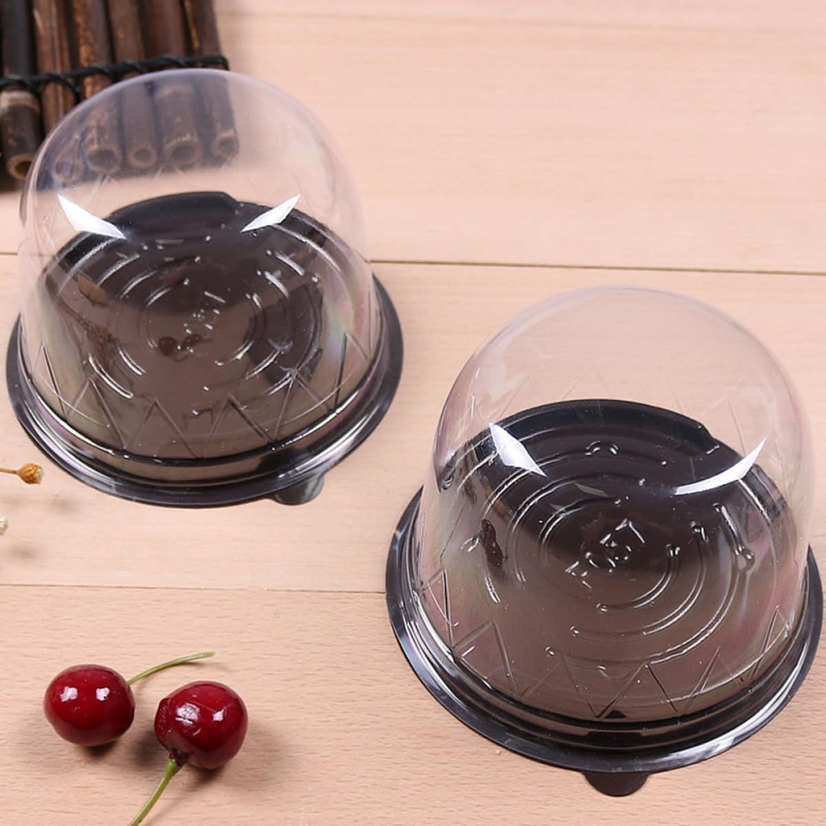 Homoyoyo 50pcs Mini Cake Dome Boxes 3-inch Cupcake Containers for Muffin and Traditional Pastry Storage, Food-grade Plastic Dessert Carrier for Party and Bakery Use