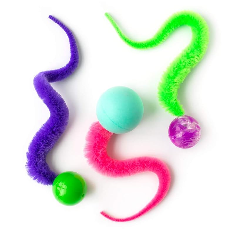 Bolas de Brinquedo para Gatos Dezi Roo Wiggly Ball com Cauda de Silvervine, Pacote com 3