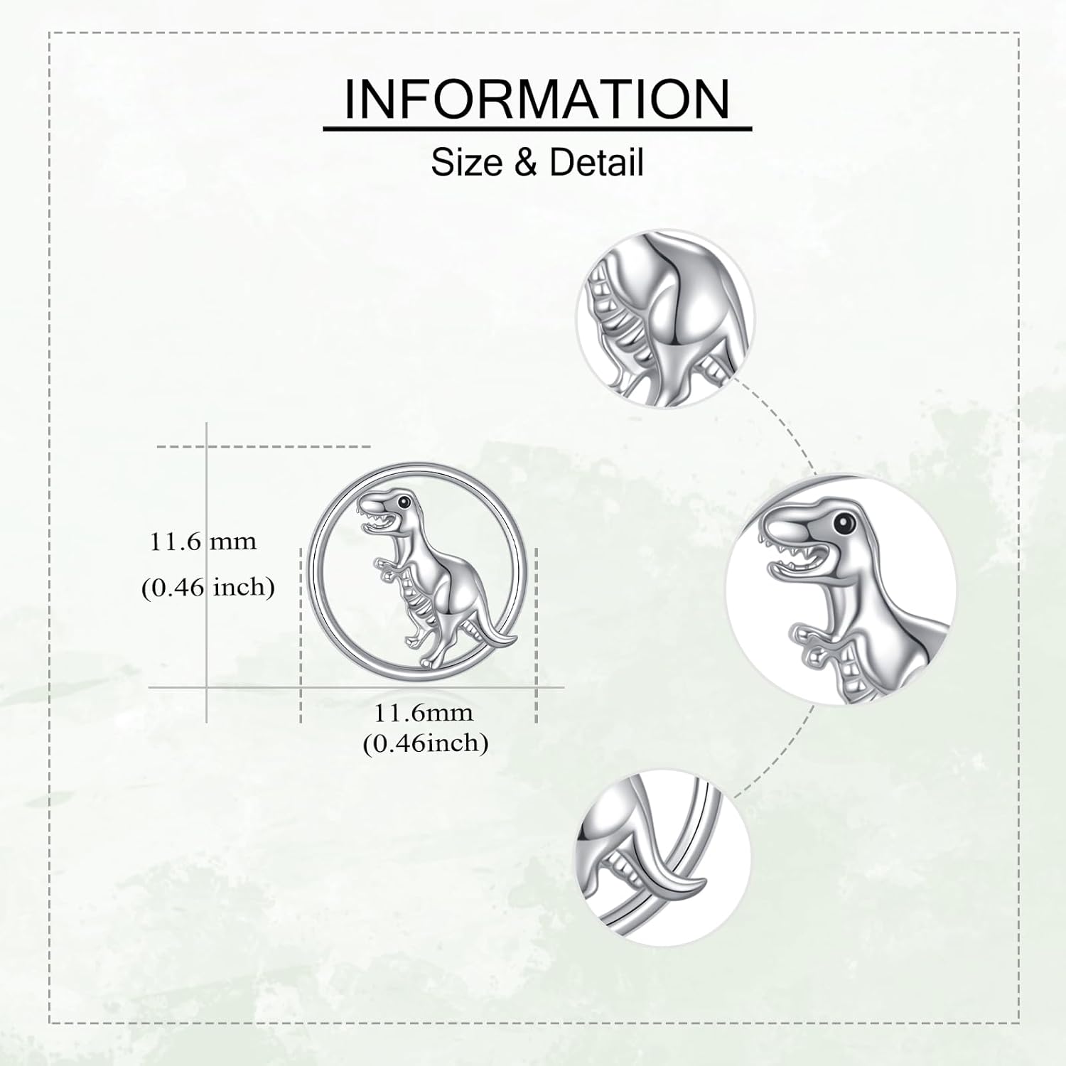 YAFEINI Dinosaur Earrings 925 Sterling Silver Dinosaur Stud Earrings Animal Jewelry Gifts for Women - Image 3