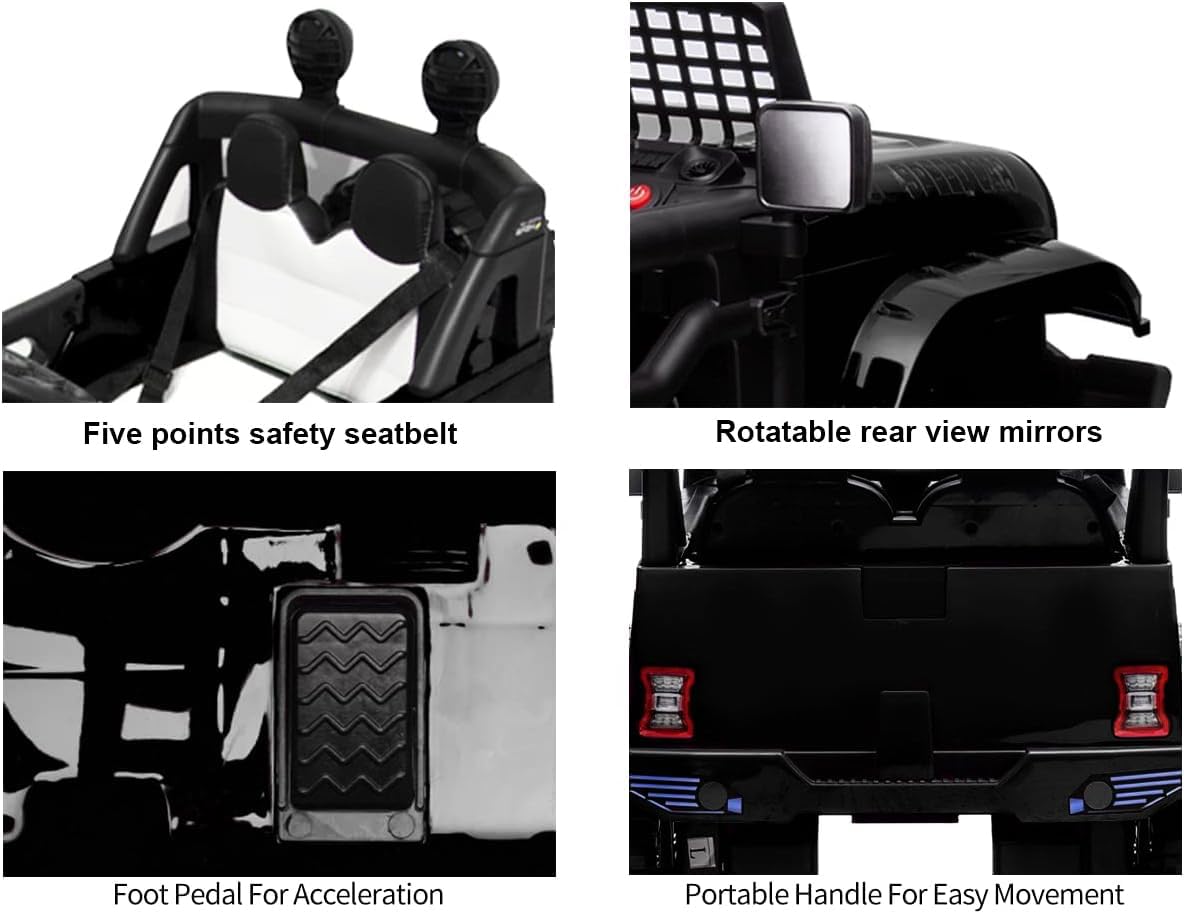 12V Ride On Car, Electric Car for Kids, 12V Ride on Toys, Kids Cars with 3 Speeds Adjustable w/Bluetooth, Parent Remote Control, Spring Suspension, AUX Port-Black