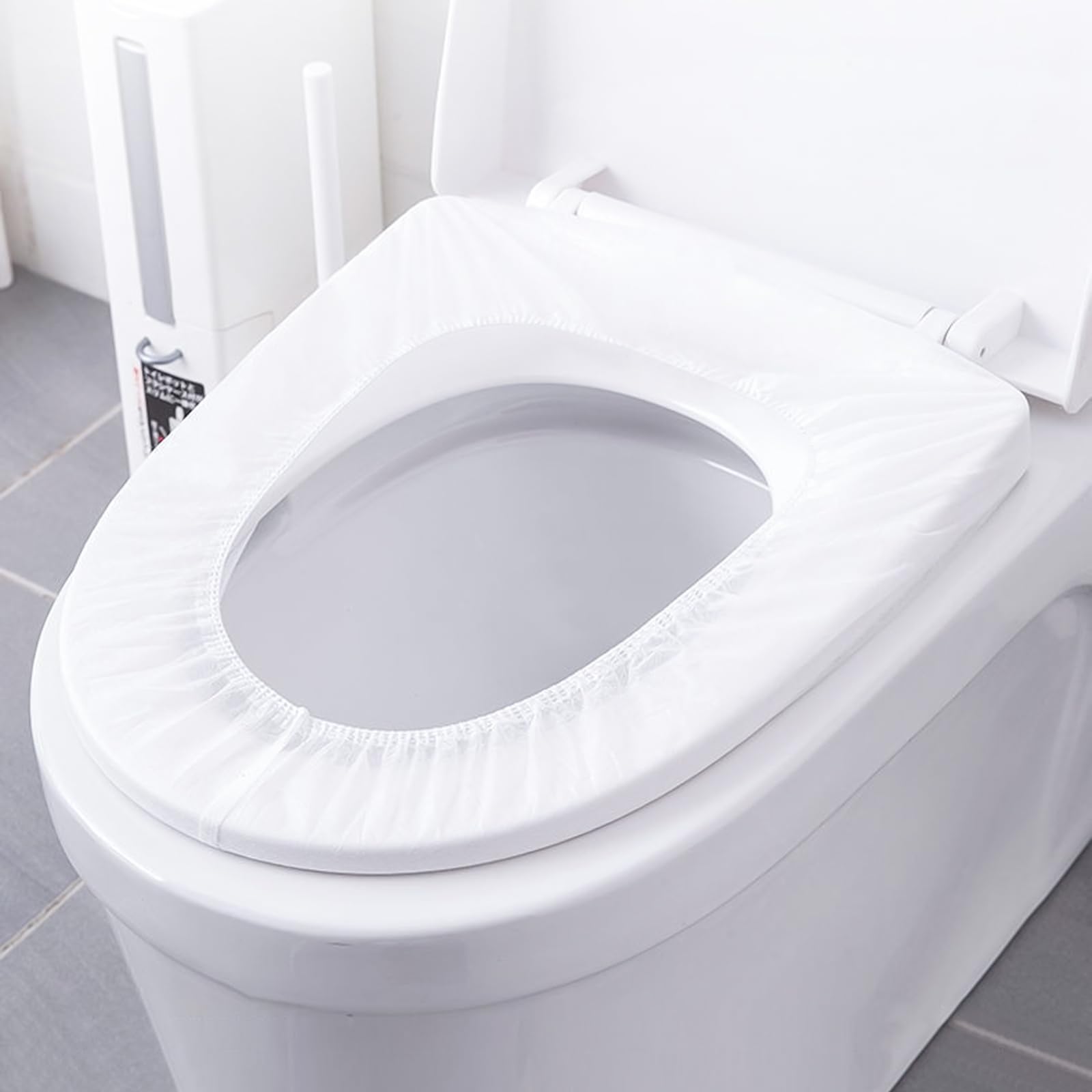 Paquete de 100 fundas desechables para asiento de inodoro a granel, fundas de asiento de inodoro desechables portátiles para viajes, impermeables, fundas de asiento de inodoro para salidas, hotel,