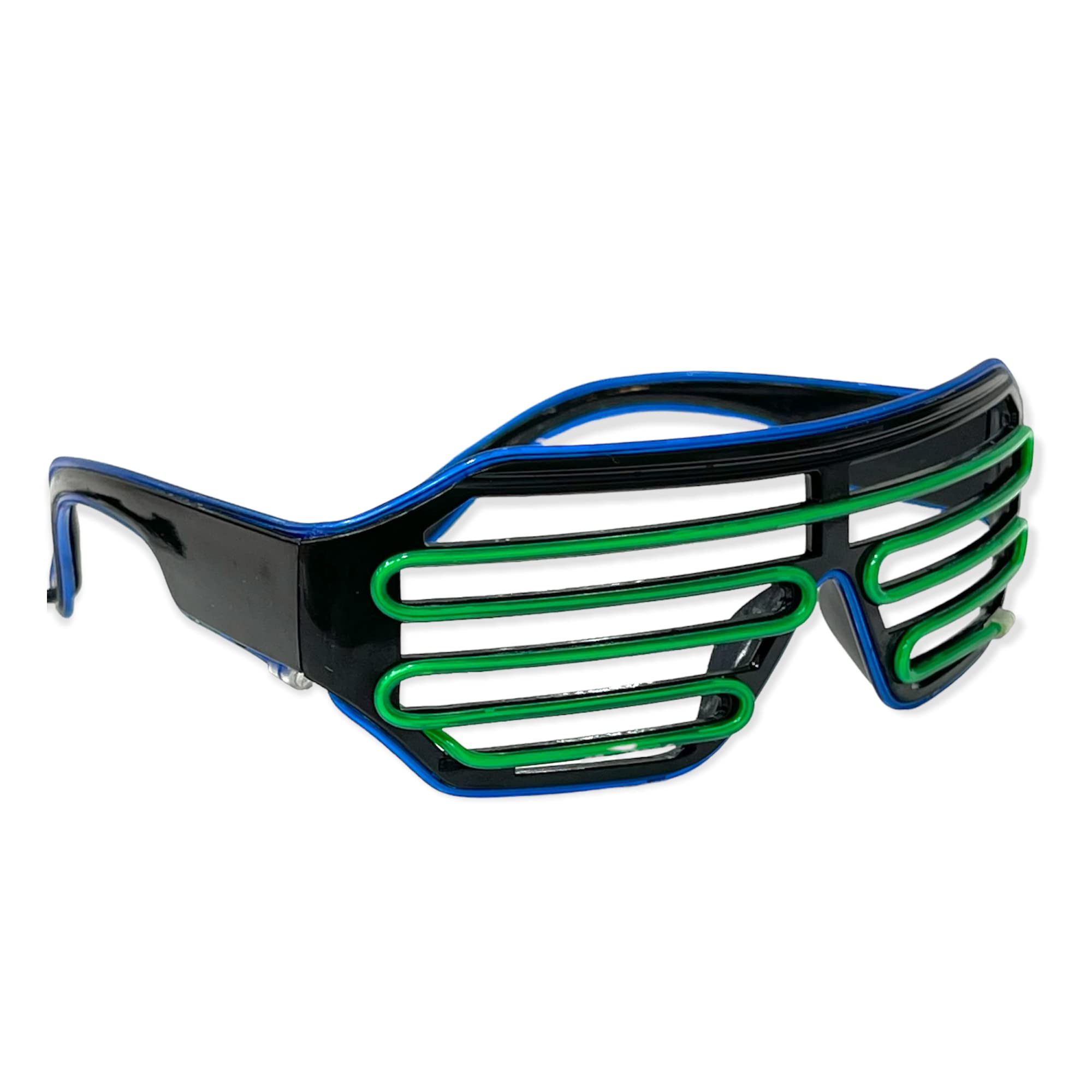 AUGEN Light Up Glasses Glow in The Dark Party Favor Wireless LED Glasses Flashing and Blinking for Rave Party, Halloween, Christmas, EDM (Green Blue, Pack of 1)