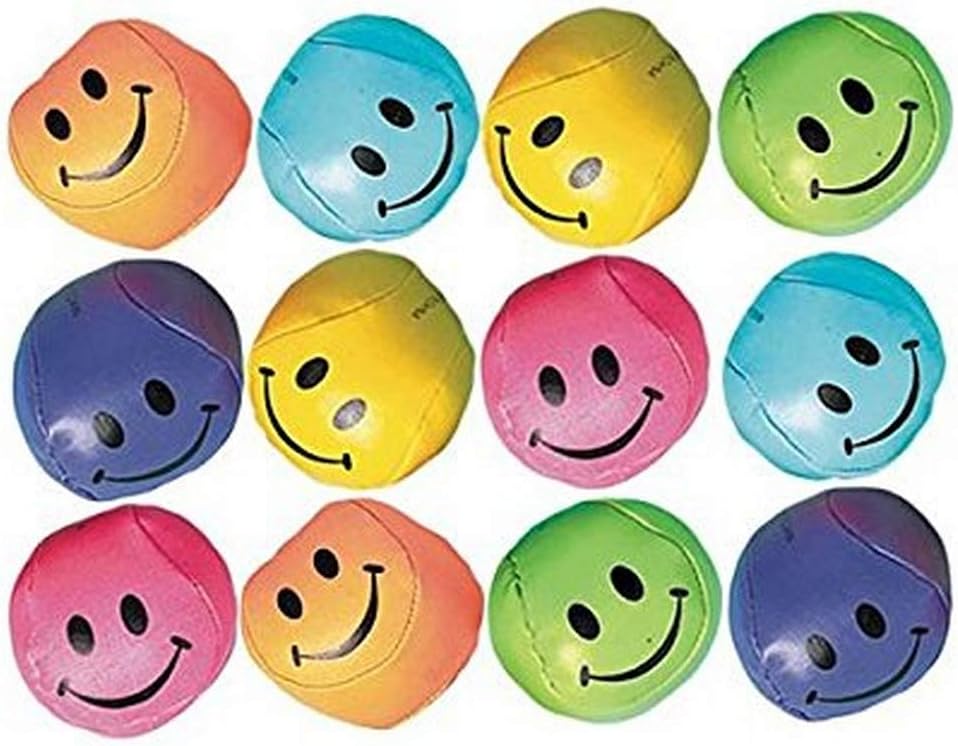 Smile Soft Ball Party Favors - 2" (Pack of 12) - Vibrant Assorted Color Foam Balls - Perfect for Parties, Goodie Bags, and Stress Relief