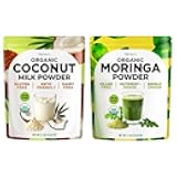 Gya Tea Co Coconut Milk Powder & Moringa Powder Set - Dairy Free, Vegan, Non-GMO, Gluten Free - For Smoothies, Coffee, Baking & Wellness Drinks - 2x1.1 Lb