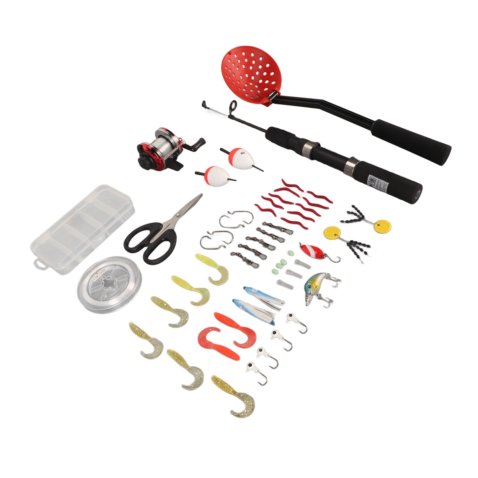 Eisangelrute, 50 cm, Angelrolle, Löffel, komplettes Set mit Tasche für Angelausrüstung, Eismaterial, Komplett-Set