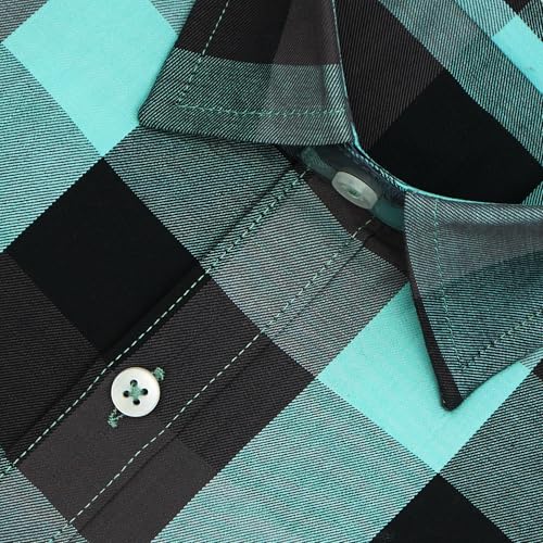 Image of GHPC 100% Cotton Checkered Half Sleeves Regular Fit Formal Shirt for Men