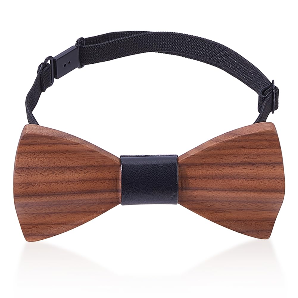 DICOSMETIC 1 Piece Wooden Bow Ties for Men 33.2 50.3 cm Adjustable Size Wood Grain Men's Bow Tie Handmade Bridesmaid Wedding Party Accessory Coconut Brown