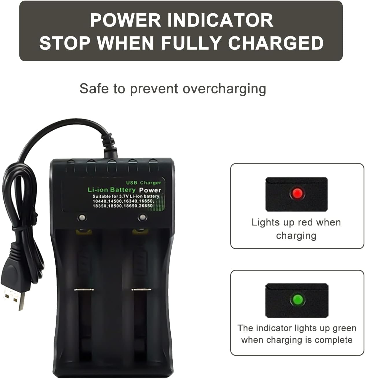 16340 Rechargeable Battery Charger Set Universal Smart Battery Charger with 4 Pcs 2800mAh 3.7V 16340 Batteries for Flashlights, Headlamps(4 Pcs Battery+Charger)