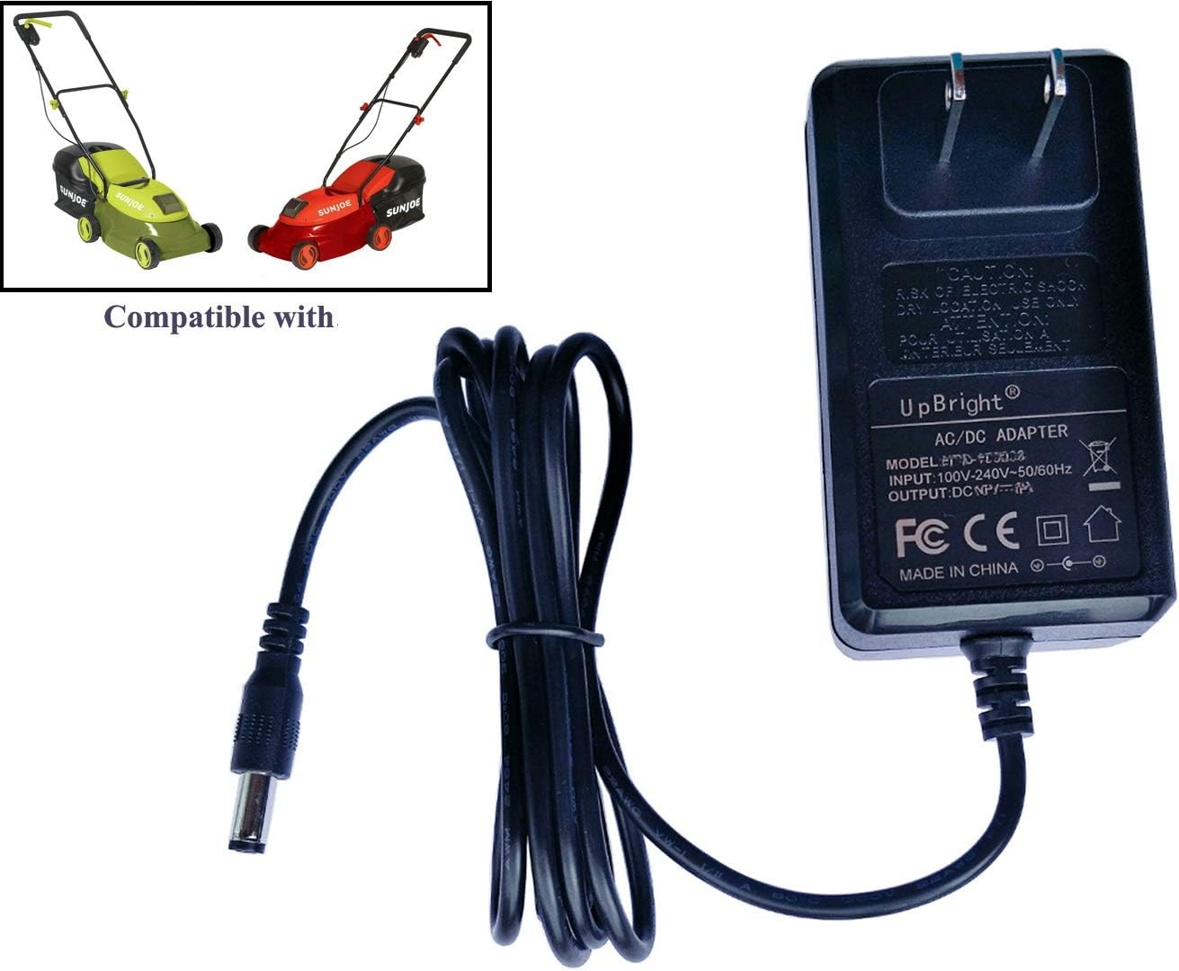 UpBright 29V AC/DC Adapter Compatible with SunJoe MJ401C MJ401C-XR MJ401C-XR-SJB MJ401C-Pro 28V Battery Cordless Electric Lawn Grass Mower MJ401C-CHRG Sun Joe HYCH0302900900U 0.9A Power Supply Charger