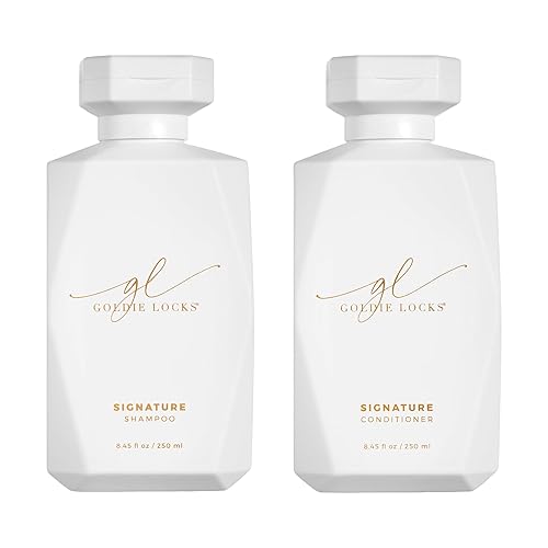 Goldie Locks Set de champú y acondicionador, dúo ultra hidratante para el cuidado del cabello con biotina, aceite de marula y agua de rosas, sin